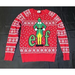 Christmas Sweater Elf Junior’s Size Small Red